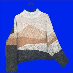 Chunky Turtleneck Blue, Mauve, White Sweater - Mountain 🏔 Pattern